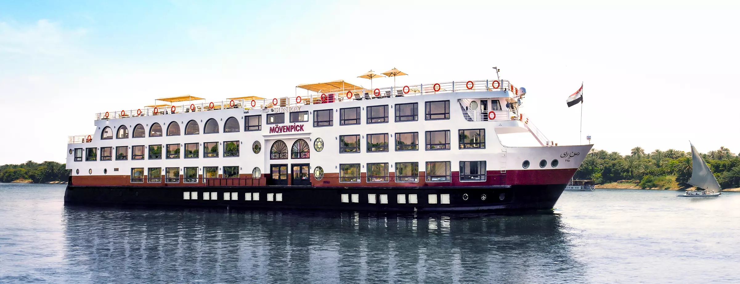 Exterior view of the Mövenpick MS Sun Ray Nile cruise ship